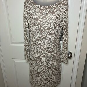 Jessica Howard Floral Lace Long Sleeve Dress - Cream